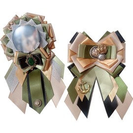 YUYAKESHI Can Badge Rosette Pain Bag Decoration Handmade Rosette Ribbon Pain Bag Decoration Can Badge Pain Rosette Goods Retro Same Color Ribbon (Army Green 07)