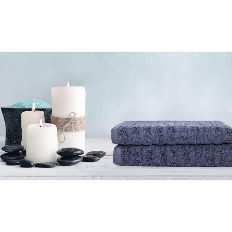 Sally Jacquard towel set 1+1, Cotton, DENIM BLUE, 50X96+40X56