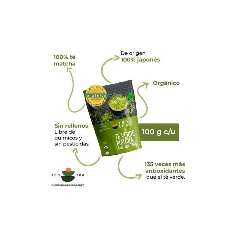 Té Matcha Zen Tea Grado Ceremonial Japonés Orgánico 100g Antioxidantes