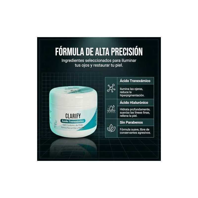 Clarify Contorno de Ojos en Gel con Ácido Tranexámico, Cuidado