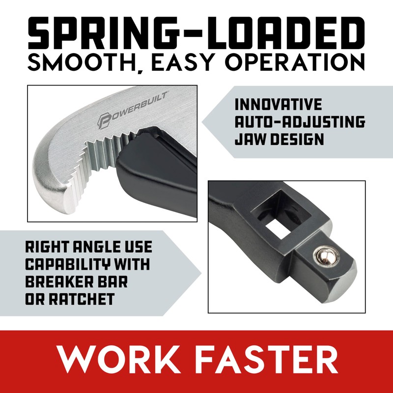 Powerbuilt 3 Piece Spring-Loaded Crowfoot Wrench Set, Adjustable, Auto Size,