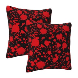 Classic Horror Blood Splatter Black Red 2 Pack Throw Pillow Covers Square Sofa Cushion Cover Home Living Room Bedroom Bed Pillow Case Office Waist Protection Pillow Covers Car Lumbar Pillow Cover