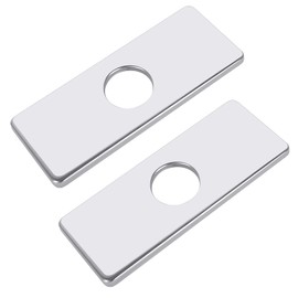 2 PCS 6" Faucet Hole Cover Deck Plate, Stainless Steel Sink Hole Cover Rectangle Kitchen Faucet Cover Plate for Bathroom Kitchen Sink (Sliver)