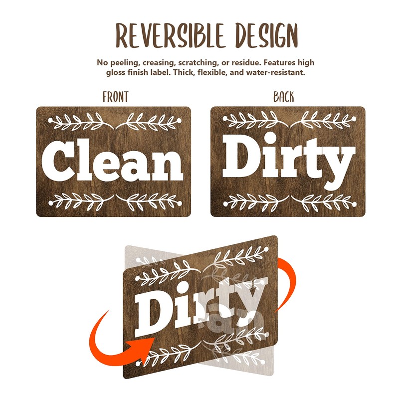 Performore Clean Dirty Magnet for Dishwasher, 3.5" X 2.4" Adhesive