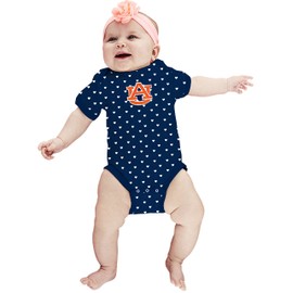 Two Feet Ahead Auburn Tigers Hearts Baby Bodysuit Creeper Baby Girl Clothes for Newborn Infants (0-3 Months, Auburn)