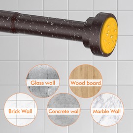 Shower Curtain Rod 31-68 in Adjustable Curtain Rod No Drilling Tension Shower Rod Stainless Steel for Door Curtain Closet RV, Brown