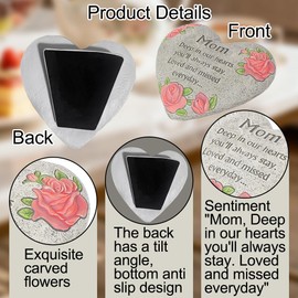 Heart Memorial Stone for Mom, Memorial Garden Stone-in Memory of Loved One Gifts,Durable Resin Indoor/Outdoor Garden,Home,Grave Decor