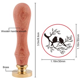 SUPERDANT Bird on Branch Wax Seal Stamp Lovebirds Wax Stamp 30 mm Seal Stamp with Removable Brass Head Wooden Handle for Party Wedding Invitation Valentine's Day Greeting Card Bottle Decoration
