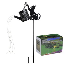 LGEYHAN Black Cat Gifts - Solar Cat Garden Statue,Black Metal Garden Decor,Yard Decor Stakes with Lantern, Gifts for Women Mom and Grandma or for Cat Lovers