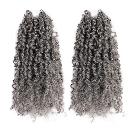 Toyotress Yanky Twist Crochet Hair -10 Inch 2 Packs (30 Strands/Pcs) Fluffy Spring Mini Twist Passion Twist, Salt & Pepper Pre-Looped Crochet Braids Braiding Hair (10 Inch, SP/Gray-2P)