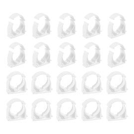 sourcing map 20Pcs PPR Water Pipe Clamps, Plastic U Shaped Pipe Clamps Clips with Fixing Clip Fit for 32mm/1.26" OD Water Pipes and Tubing Hoses Support, White