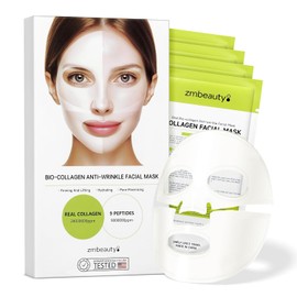 Mascarilla Facial De Colágeno, Mascarilla De Biocolágeno De Noche Para El Cuidado De La Piel, Mascarilla Facial Antiarrugas Con 9 Péptidos Para Elasticidad E Hidratación, Mascarilla