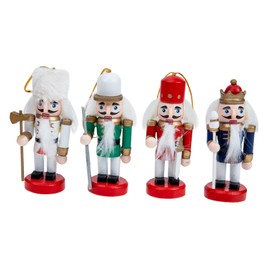 OHPHCALL 4pcs Wooden Nutcracker Soldier Decoration Xmas Nutcracker Ornament for Home Car Office Premium Craftsmanship Safe Festive Holiday