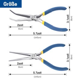 WISEPRO Long Nose Pliers Set 150mm Mini Pliers Set with Spring | Long Nose | Curved | Jewelry Pliers for Jewellery, Crafts, Electronic Repairs