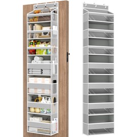 Over The Door Organizer, 7 Tier Door Hanging Organizers with 7 Large Pockets 12 Side Pockets, Behind Door Storage Hanging Shelves for Closet Bathroom Bedroom Nursery