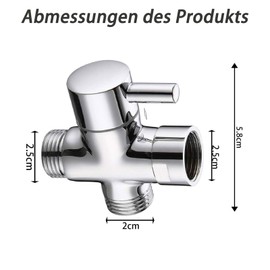 HARY Shower Diverter Valve, 3-Way Tap Diverter G3/4'' Female to G3/4'' Male, Solid Brass Bathroom Water Diverter, Chrome Universal Splitter for Handheld & Fixed Showerhead