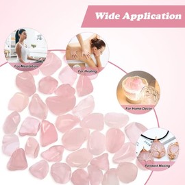 YUFFQOPC Natural Polished Rose Quartz Crystals Pink Rose Quartz Crystal Tumbled Stones Crystal Chip Rose Quartz Stones Bulk Crystals and Gemstones for Jewelry Making, Wicca, Reiki Healing Crystals