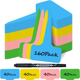Pack of 160 plant signs made of premium plastic, pink, yellow, green, blue, 40 pieces, plant stakes for labelling, weatherproof, plug-in labels plants for vegetables, herbs, flowers