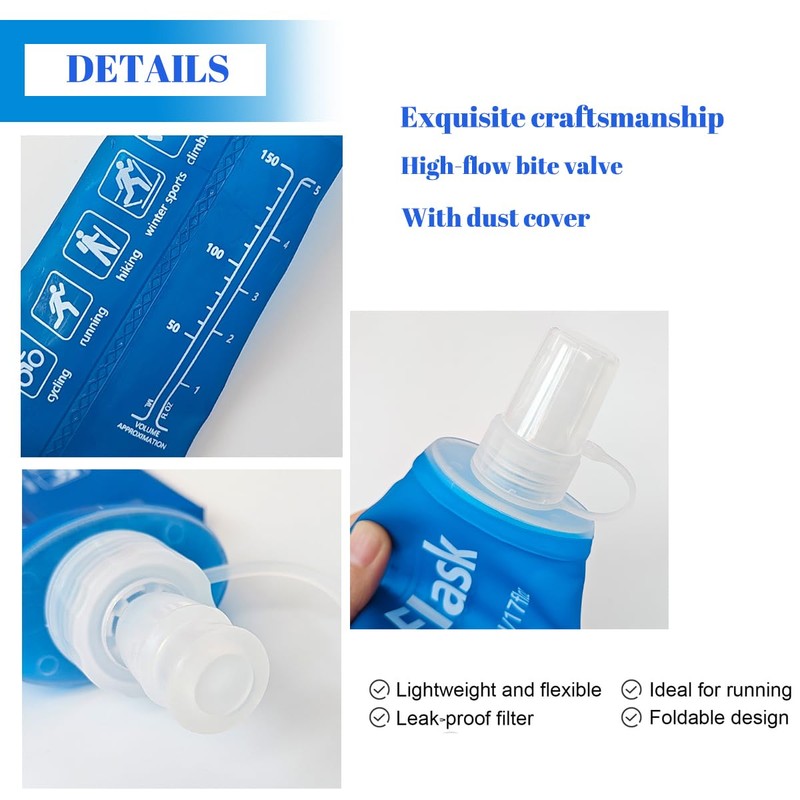 TXSN 250 ml Soft Flask, Hydration Flask Foldable Water Bottle