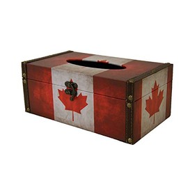 OSCool Wooden Retro Canada Flag Tissue Holder Box Cover
