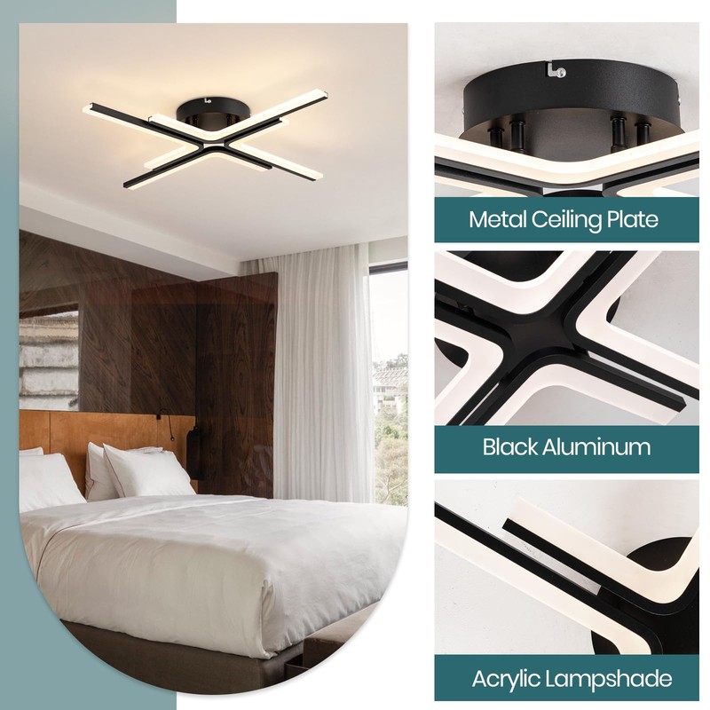 JERANDO Modern LED Ceiling Light Fixture, 21W Sputnik Flush Mount