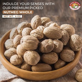 Angel Brand Whole Nutmeg 4 oz Pouch – Premium Nutmeg Spice for Baking, Cooking, Desserts, and Spice Blends.