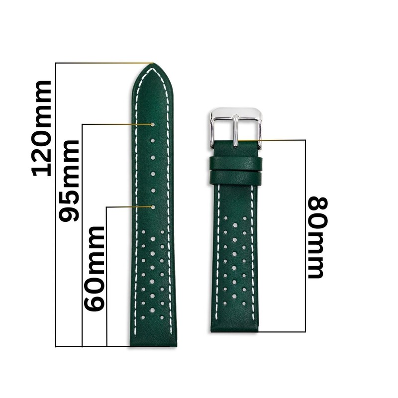 Perforated Leather Rally Strap - Available in Blue, Black, Yellow,
