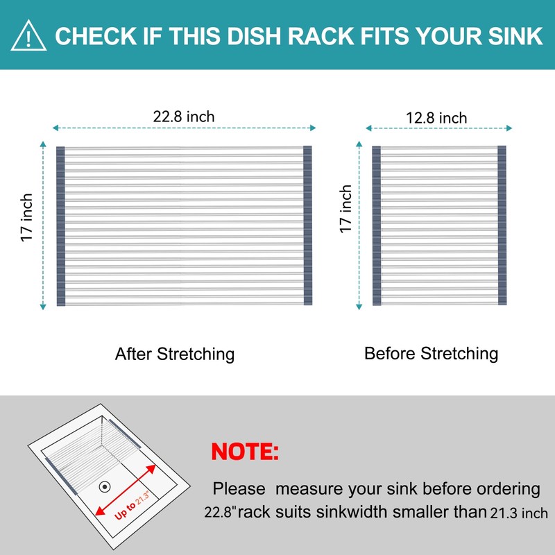 BBXTYLY Extra Large Expandable Roll Up Dish Drying Rack,Over The