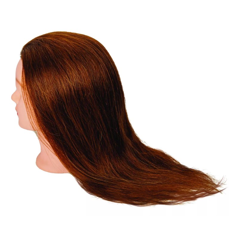 Letmex Cabezote Cabello Natural Castaño Oscuro 18 Pulgadas Para Pra