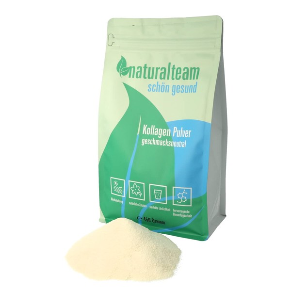 naturalteam Collagen Powder (450 g) - Type I, II, III Collagen - High Bioavailability - Natural Source - Supports Healthy Joints and Skin