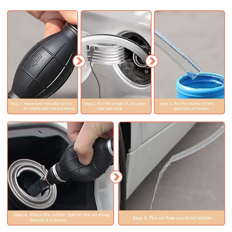 6.6 FT Siphon Hose for Gasoline, Hand Pump Transfer Pump,