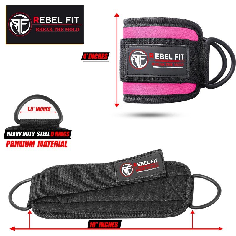 Elyzor Pink Ankle Strap for Cable Machines – Padded Neoprene