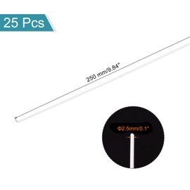 sourcing map ABS Plastic Rod Round Solid Bar 2.5mm x 250mm White for DIY Model Material, Architectural Model Making, DIY Sand Table, Pack of 25 Pcs