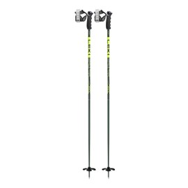 LEKI Detect S Lightweight Aluminum Ski Poles for Alpine Skiing - Olivgreen-Darkolive-Neonyellow - 135 cm