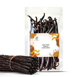 25 Organic Vanilla Beans, Premium Whole Grade A Pods for Homemade Vanilla Extract, Baking & Brewing, Non-GMO & Gluten-Free - Perfect Native Vanilla