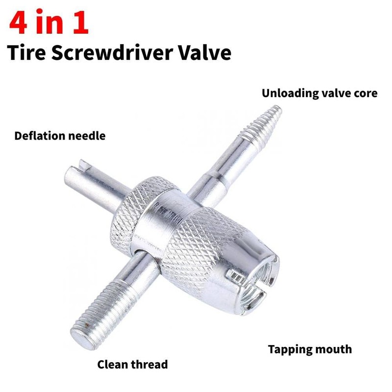 Tyre Valve Tools, 4 Way Valve Core Tool, 4-in-1 Tyre