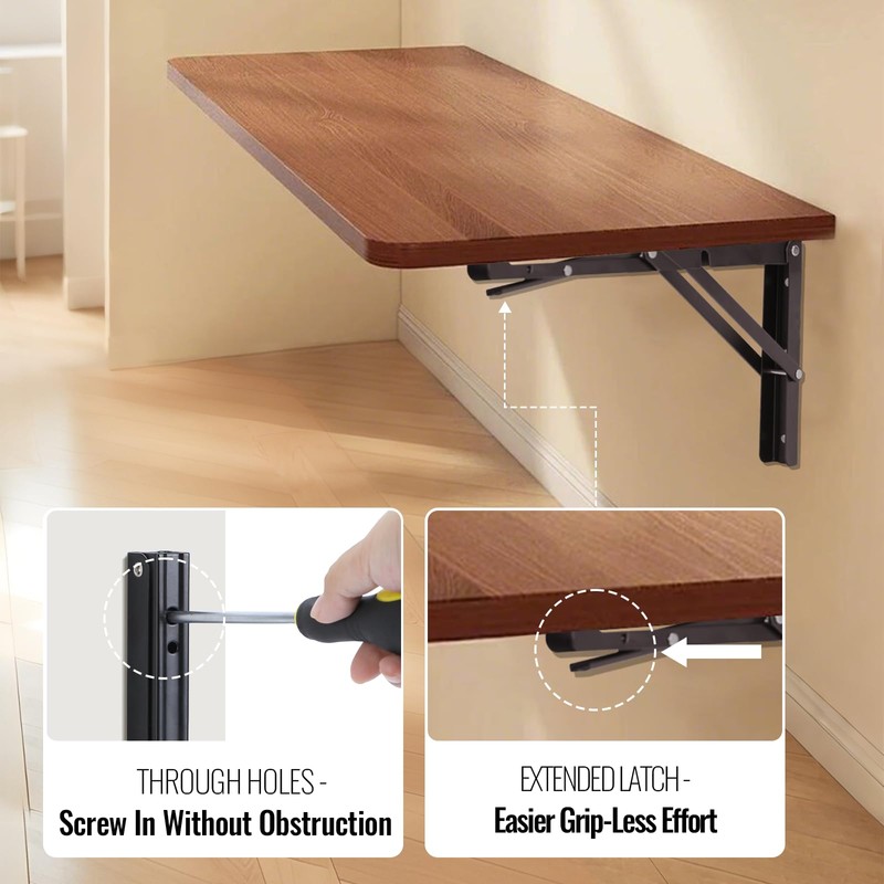 HBL' 2 Pack Folding Shelf Brackets 200MM Heavy Duty Shelf
