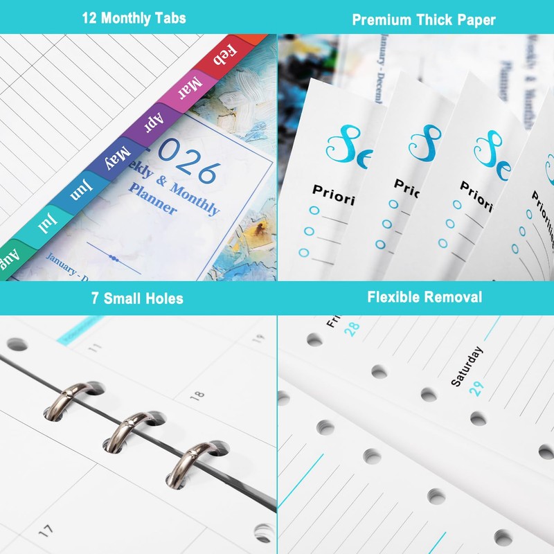 2026 Planner Refills - Planner Inserts with 7-Hole Punched, 5-1/2"