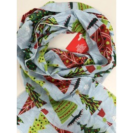 Unbranded Scarf Blue Green Red Christmas Trees Song Man Woman Mom Sister Gift Black Friday