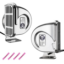 BANHAO Marine Boat Horn Waterproof High Low Tone Marine Horn for boats 12V 130dB Loud Car Horns with Stainless Steel Base Bracket for Motorcycle Sailboats Yacht Truck（high-low tone pair kit）