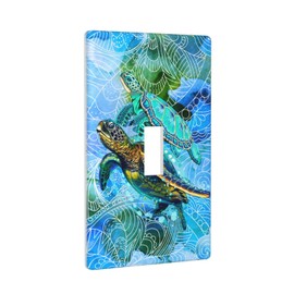 Sea Turtle Watercolor Light Switch Cover Plates Single Toggle Wall Plate, Decorative 1-Gang Lightswitch Cover