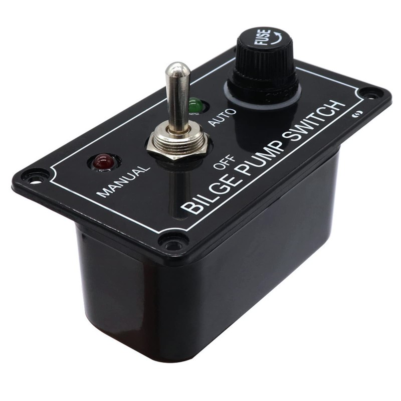 AMOMD 12V Bilge Pump Control Switch Panel 3 Way Manual/Off/Auto