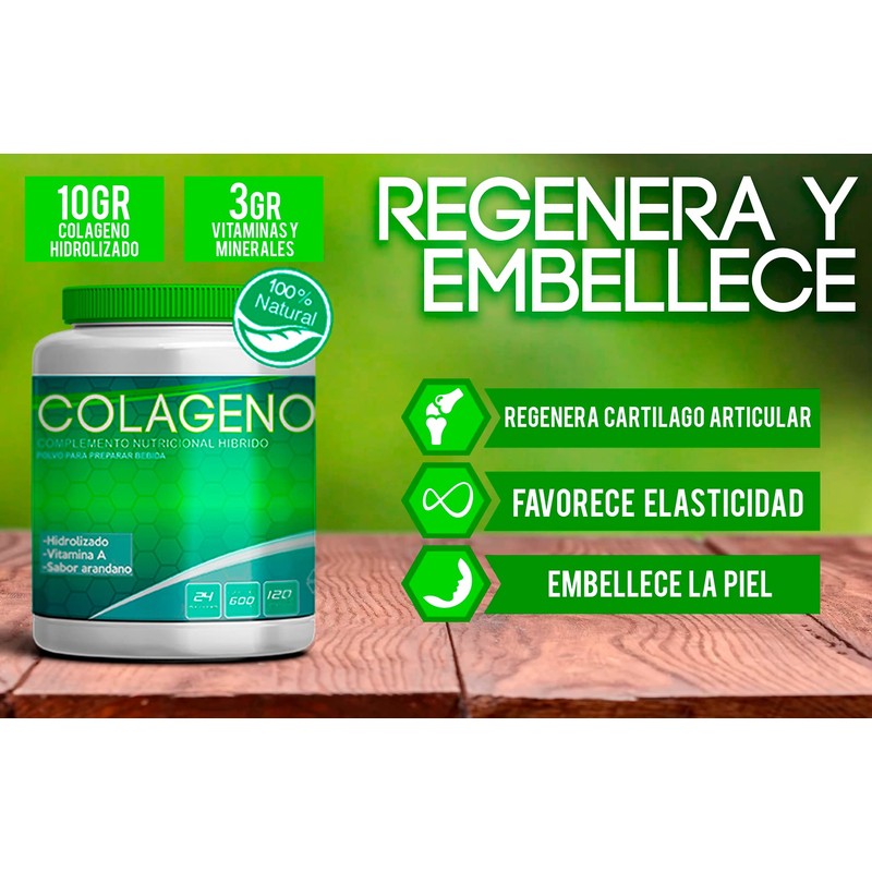 Colágeno Hidrolizado Sabor Arándano, 600 Gr 24 Porciones
