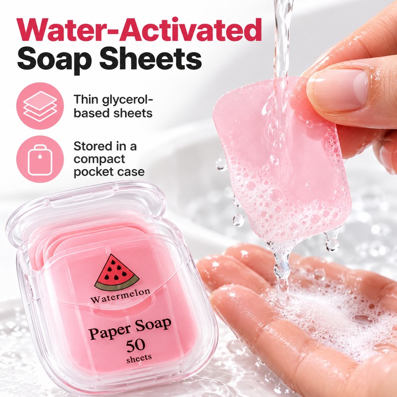 Portable Paper Soap Sheets for Hand Washing – Compact Disposable