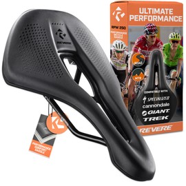 Revere High Performance Bicycle Saddle, Power Wing Arc Design with Ergonomic Vent Center Channel, Low Pressure, Aerodynamic, Comfortable, Perfect for Road, Gravel, Performance MTB or Touring Bikes.