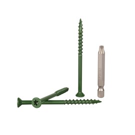 T.K.Excellent Deck Screws 3 Inch, Wood Screws #10 x 3, 315 PCS, Rust Resistant, Exterior Epoxy Coated, Outdoor Decking Screws, Torx/Star Drive Head Screw, T25 Star Bit Included, Green