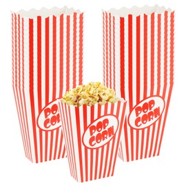 Popcorn Bags, Pack of 35 Popcorn Boxes, Popcorn Bag with Red/White Stripes, 10.5 x 5.5 x 14 cm, Candy Container Snack Boxes for Cinema, Film Nights, Children's Birthday Parties and Overnight Party