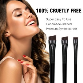 Banidy Eyeliner Brush Brow Tint Brushes Eyebrow Brushes Set Fine Angled Point Angled Slanted Tinting Brushes Ultra Thin Flat Makeup Brush Premium Eyebrow Brush Precision Gel Professional Soft Synthetic Hairs