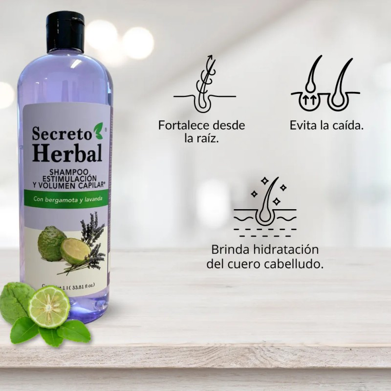 Shampoo Secreto Herbal Bergamota Y Lavanda Volumen Capilar 1L