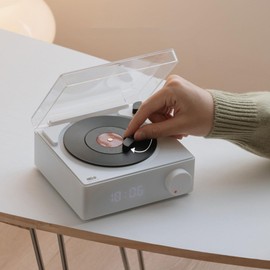 Record Player, Record Player with Speakers, Bluetooth 5.0, Alarm Clock Function, Upgraded Turntable Audio Sound, and Sound Cable Connection, Memory Card Insertion
